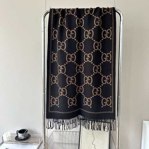 Classic Mink and Silver Fringe Scarf Shawl
